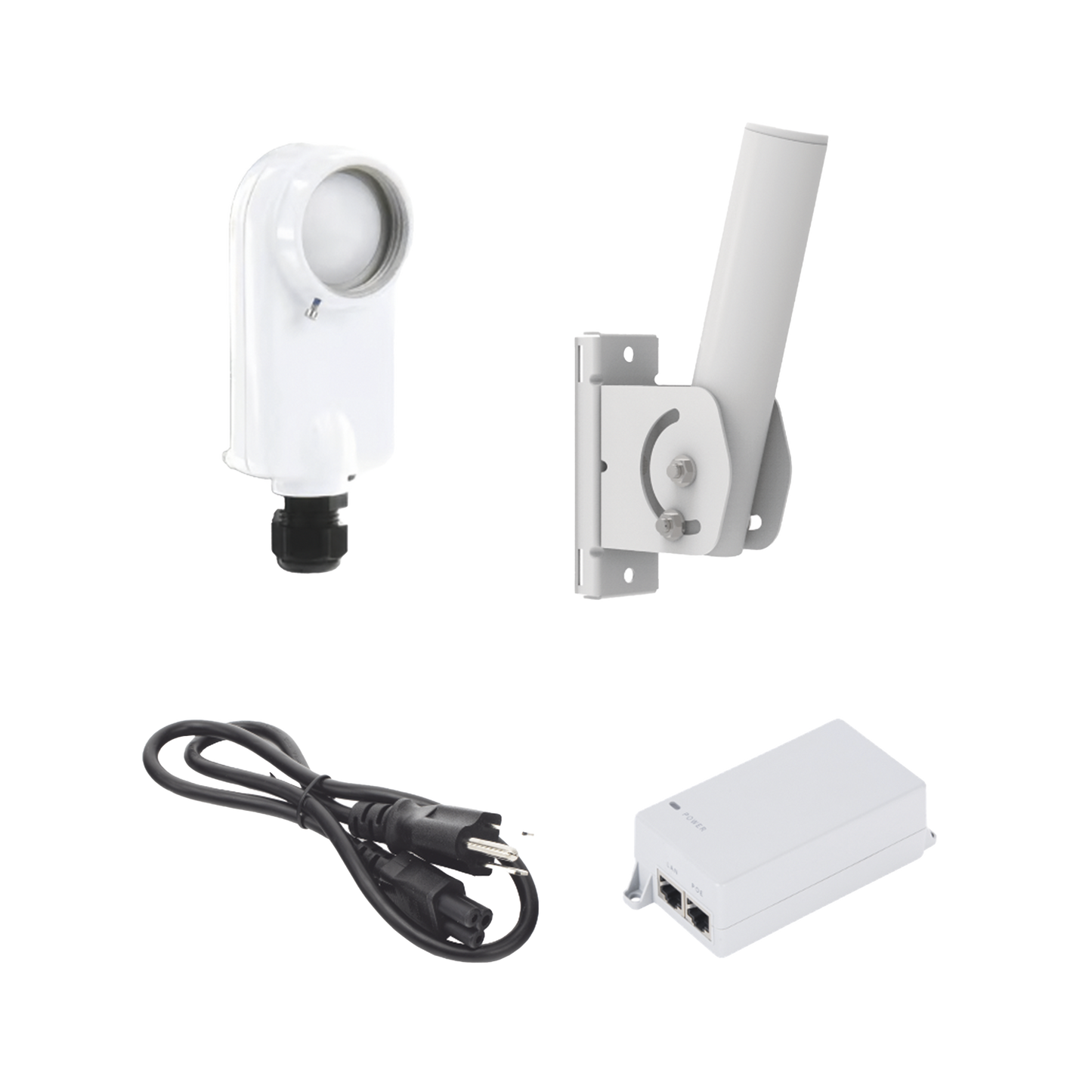 Kit de radio C5X, rango de frecuencia extendida (4.9 a 6.4 GHz), incluye inyector POE, cable de alimentación y montaje universal para tubo o poste