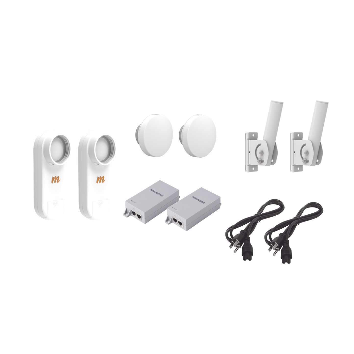 Kit de 2 radios C5X con 2 antenas de (12 dBi), rango de frecuencia extendida (4.9 a 6.4 GHz), incluye inyector POE, cable de alimentación y 2 FLEXIMOUNT-XL para alineación, distancia de hasta 3 km