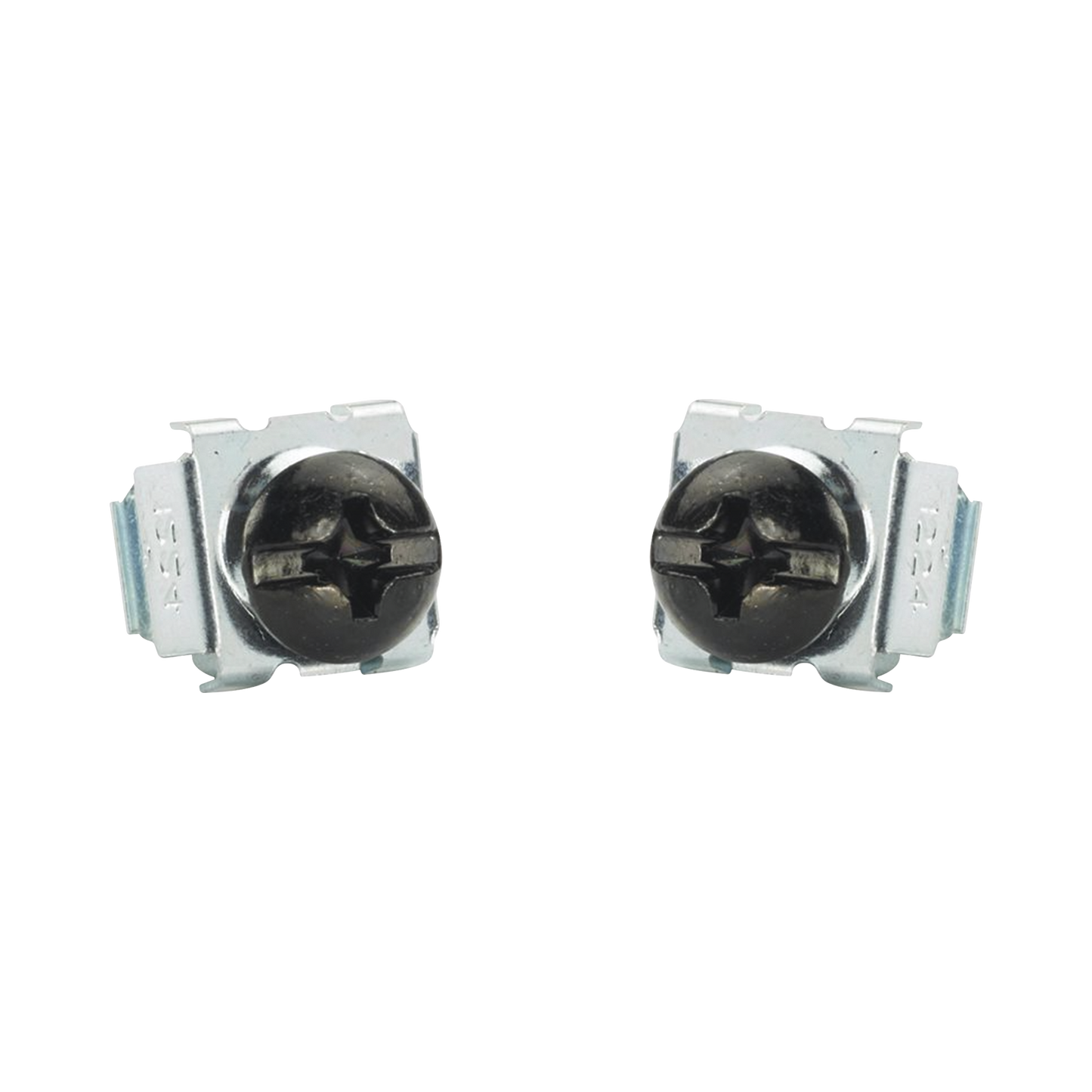 Kit de 100 Tornillos y 100 Tuercas Enjauladas #12-24, Para Uso en Gabinetes o Racks con Rieles con Orificios Cuadrado