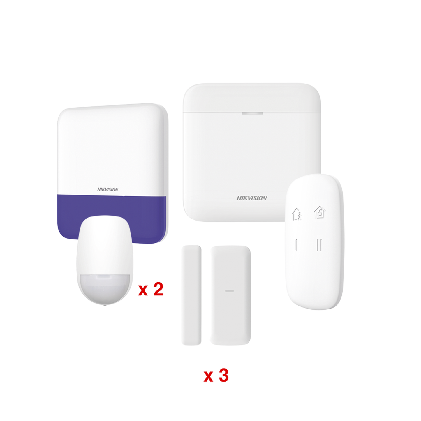 (AX PRO) KIT de Alarma AXP RO / Incluye: 1 Hub con bateria de respaldo / 2 Sensores PIR / 3 Contactos Magnéticos mini / 1 Control Remoto / 1 Sirena Inalambrica Exterior / WiFi / Compatible con Hik-Connect P2P