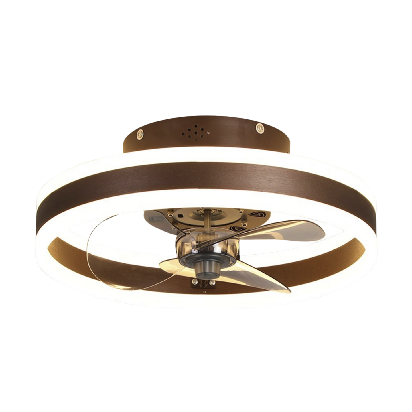 Ventilador de Techo con Luminario LED de 110 V CA 50/60 Hz / 4500 Lm / 6500 - 4 000 - 2 700 °K /3 Tonos de Luz / 3 Velocidades / Dimeable.