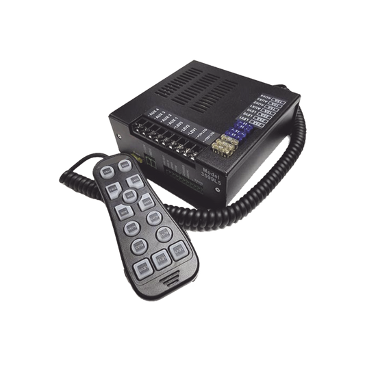 Sirena Vehicular H2 Covert ™ de 200W de Potencia, Con Controlador Unimando de 14 Botones Para Control de Tonos, 7 Salidas Auxiliares y Micrófono