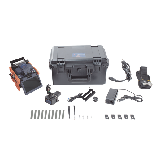 Fusionadora de Fibra Óptica de Alineación Activa por Revestimiento con 4 Motores con Perdida Típica (SM); 0.02 dB (MM); 0.04 dB) con Pantalla Touch