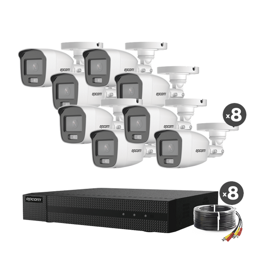 Kit TurboHD 1080p / DVR 8 Canales / 8 Cámaras Bala ColorVu con Microfono