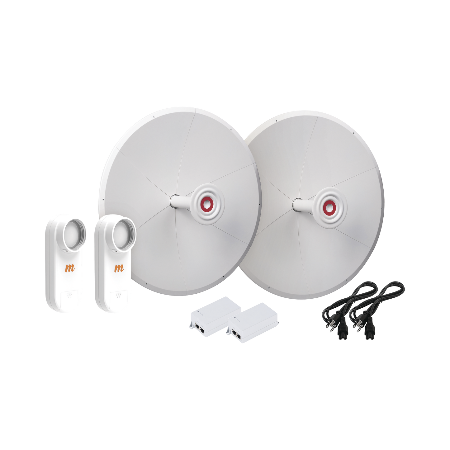 Kit de 2 radios C5X con antenas TXPD30C5X (30 dBi), rango de frecuencia extendida (4.9 a 6.4 GHz), incluye inyector POE y cable de alimentación