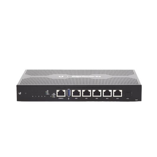EdgeRouter 6 PoE pasivo 24 V, con 5 puertos 10/100/1000 Mbps + 1 puerto SFP, con funciones avanzadas de ruteo