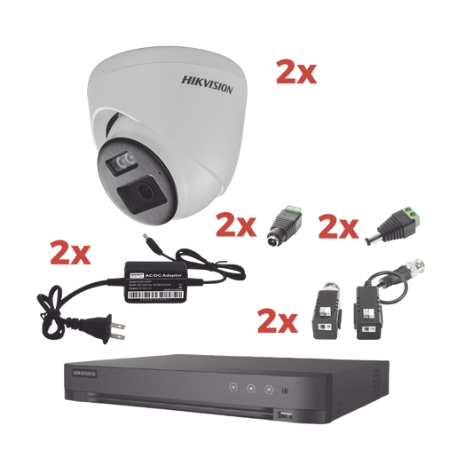 Kit Audio Bidireccional TurboHD 1080p / DVR 4 Canales / 2 Cámaras Eyeball (Exterior) con Bocina y Microfóno Integrado / 2 Fuentes de Poder / Accesorios