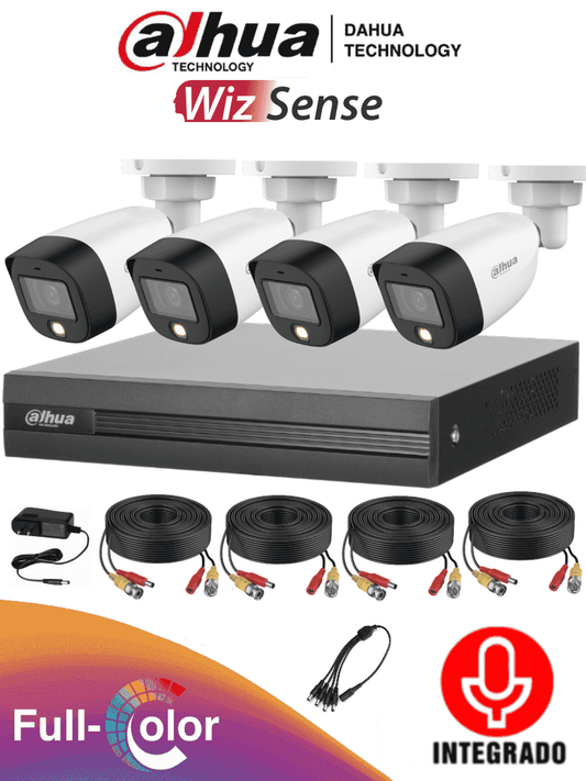 DAHUA FULLCOLORKIT-A - KIT DE 4 CANALES FULL COLOR 2 MP CON AUDIO Y DVR COOPER-I WIZSENSE