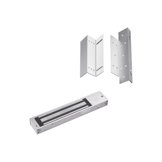 Kit para control de acceso incluye Chapa magnética de 600Lbs / Montajes L y Z