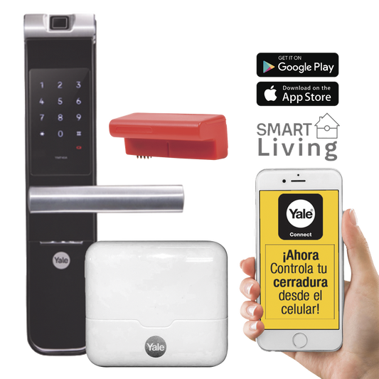 Kit Cerradura con manija YMF40A y HUB, Apertura por, Código, Biometría y apertura por SMARTPHONE