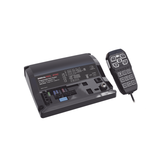 Sirena Vehicular de 200W de Potencia, Con Controlador Unimando de 15 Botones Para Control de Tonos, 12 Salidas Auxiliares y Micrófono