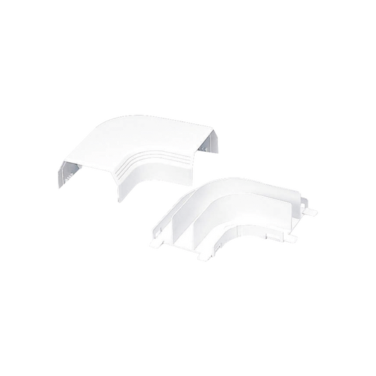 Curva de radio controlado, para uso con canaleta T45, Material PVC Rígido, Color Blanco Mate